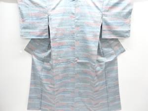 アンティーク　幾何学模様織り出し手織り紬着物